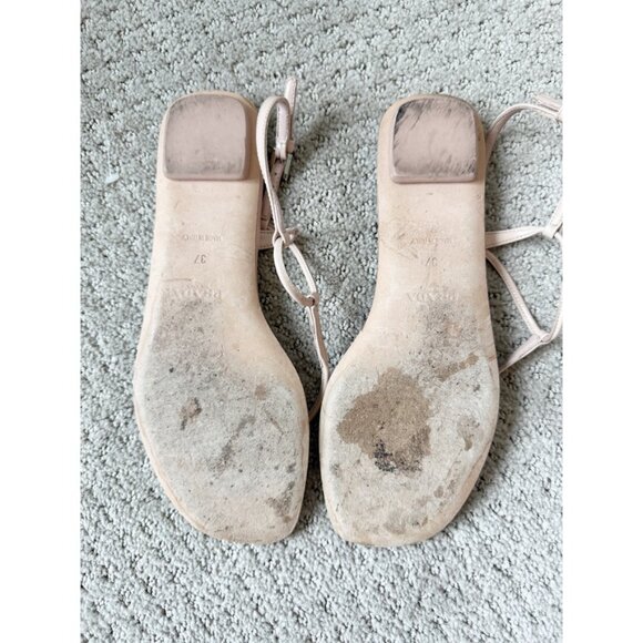 Prada Nude Patent Leather T-Strap Sandals Women's Size: 7 - Picture 9 of 11